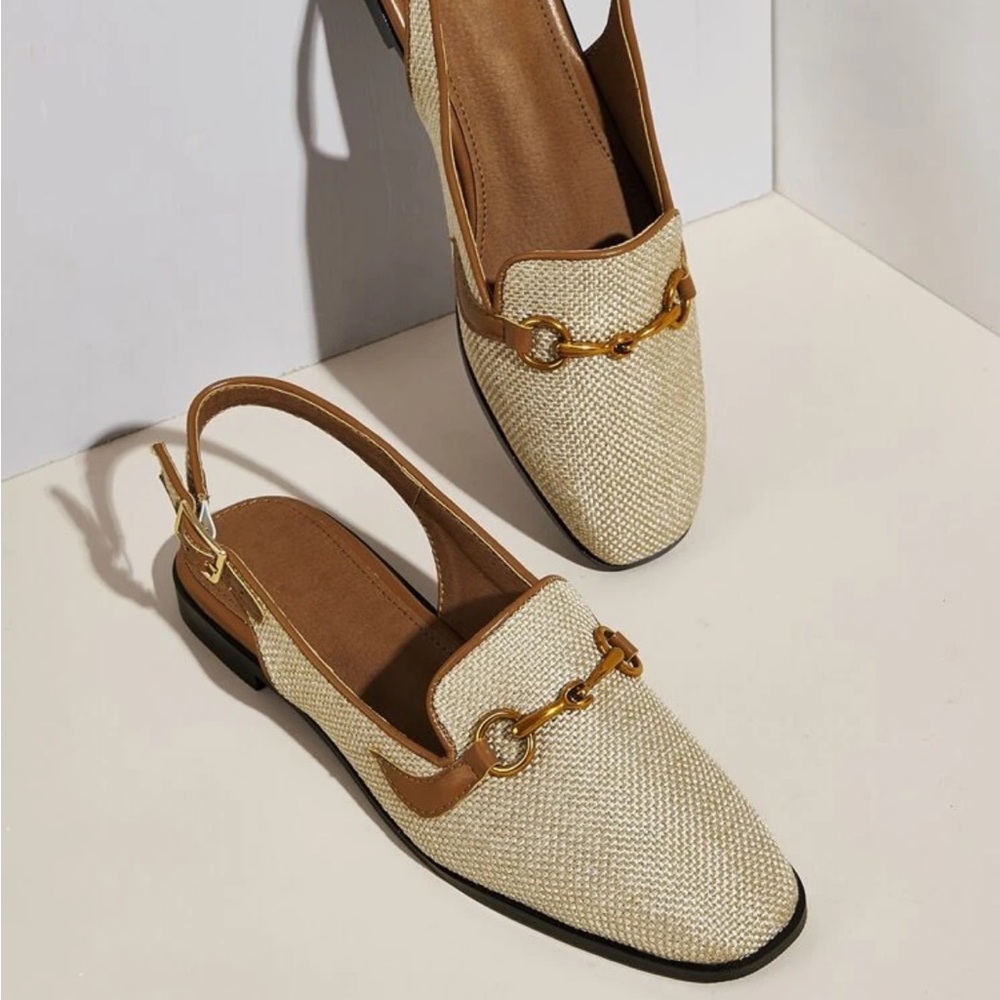 Elegant Cream and Tan Women's Loafers